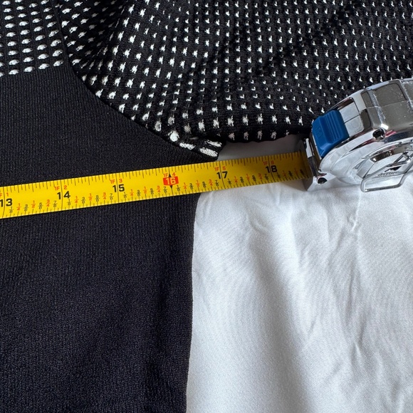 Calvin Klein Black Cream Midi Length Swing Dress M for Office or Dinner - Picture 3 of 9